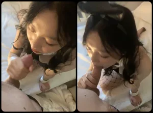 Thỏ con nứng lồn thích mút chuối to